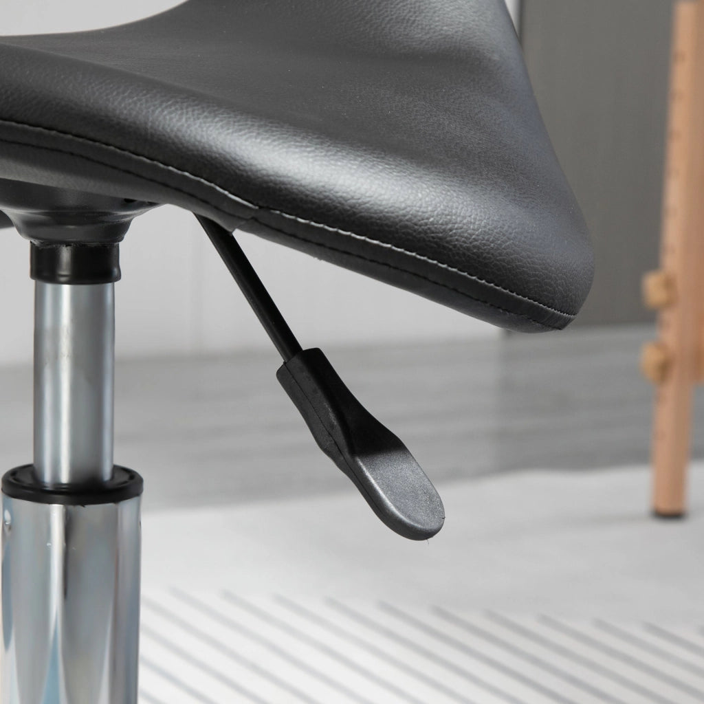 Sgabello con 5 Ruote 36,2x37,5x51-66 cm Seduta Ergonomica Imbottita in Gommapiuma Nero