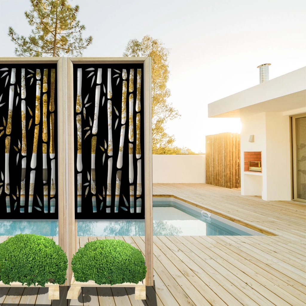 BAMBU - Separè - Paravento modulabile - 70x190cm - in Legno e PVC Colore: nero