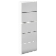 Scarpiera | Mobile per scarpe con Specchio a 5 Livelli Bianco Lucido 63x17x169,5 cm