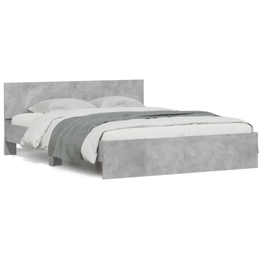 Giroletto con Testiera-Struttura Letto con testiera Grigio Cemento 140x200 cm