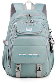 Zak da scuola per studenti con chiusura a zip e tas laterale per oggetti grandi, modello 1000, colore blu, 30 litri, materiale water-resistente polyester.