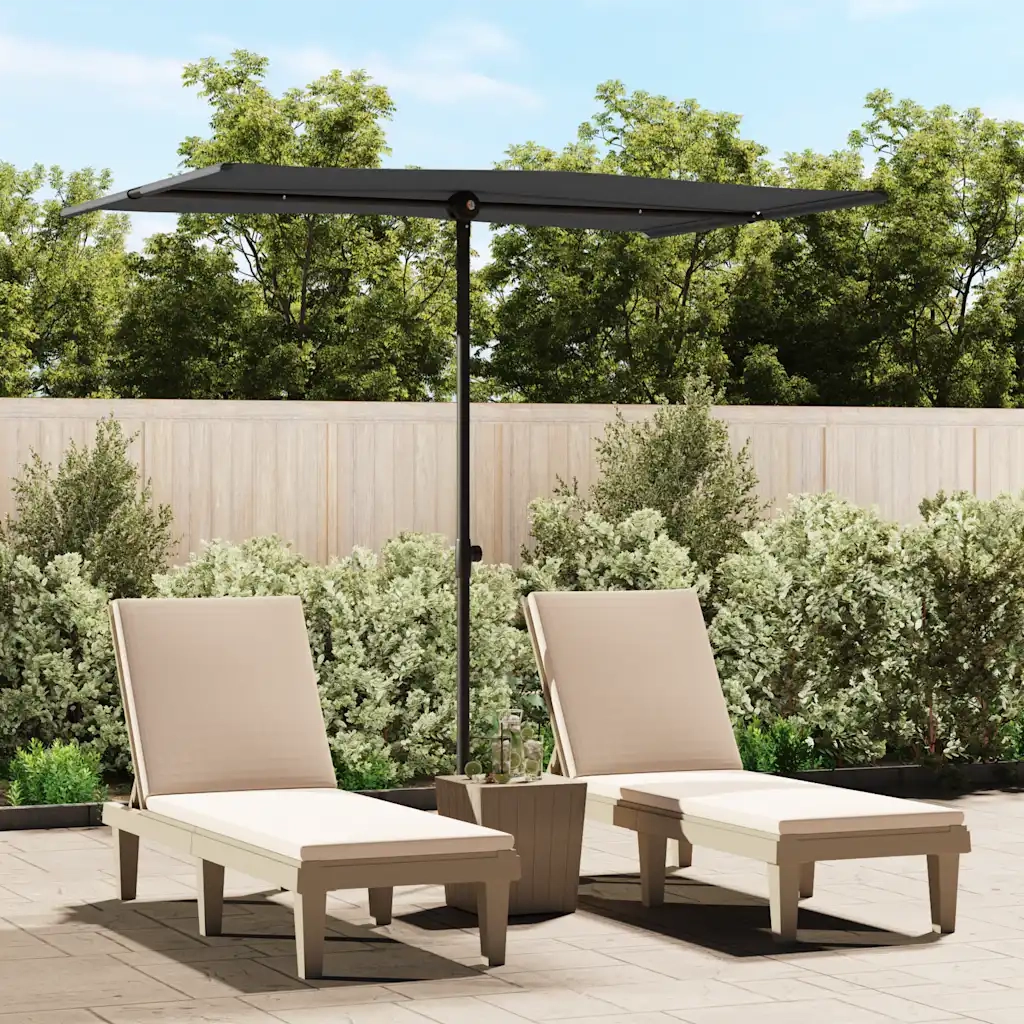 Ombrello | Parasolne da Giardino con Palo in Alluminio 2x1,5 m Nero