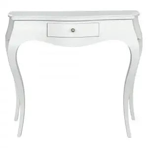 Consolle in legno Shabby chic bianco opaco con cassetto piccolo