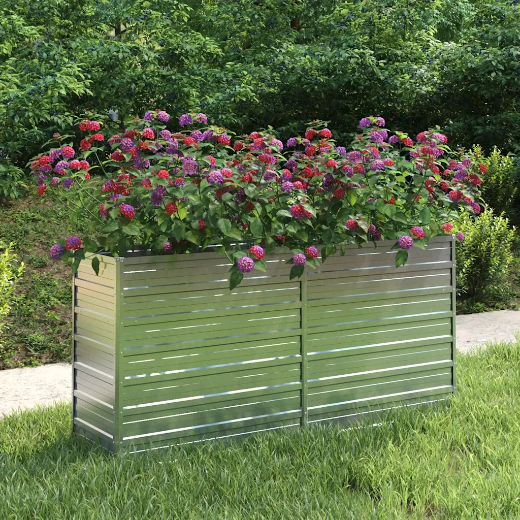 Fioriere | Cassetta per fiori | Letto Rialzato Giardino 160x40x77 cm in Acciaio Zincato Argento