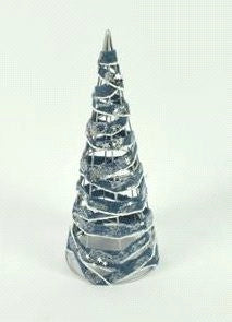 Albero cono 25cm nastri intrecciati blu