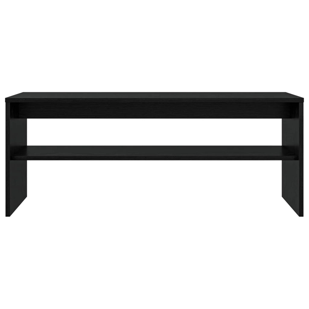 Mobile TV rettangolare moderno 100 x 35 x 40 cm con ripiano funzionale in legno ingegnerizzato rovere nero 02_0058354