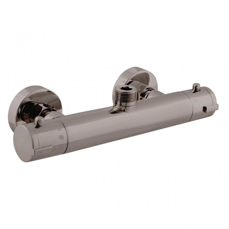 Colonna doccia a parete termostatico ottone grigio metallo spazzolato H. 109 cm