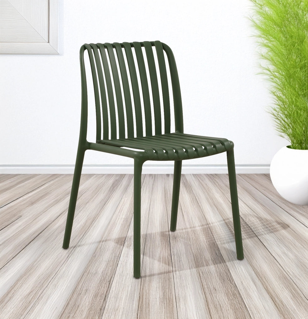 Set 4 Sedie In Polipropilene e Fibra Di Vetro Sedia Cucina Trattamento Uv Antiscolorimento Giardino Interno Esterno Moderne Robuste Resistenti Seduta Terrazzo Soggiorno Bar Ristorante Impilabili Maya-Verde