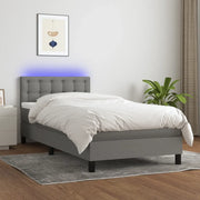 Letto a Molle Materasso e LED Grigio Scuro 80x200 cm in Tessuto cod mxl 37536
