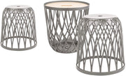 UNIQUBO SET CON 2 SEDUTE TRAFORATE E TAVOLO NATURALE 44,7 X 44,7 X H45 CM