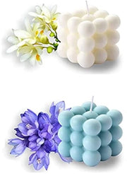 Set di candele soia senza fiamma - Decorazione estetica per la casa - Bianco e Blu - Utilizzo domestico - Set da 2 pezzi