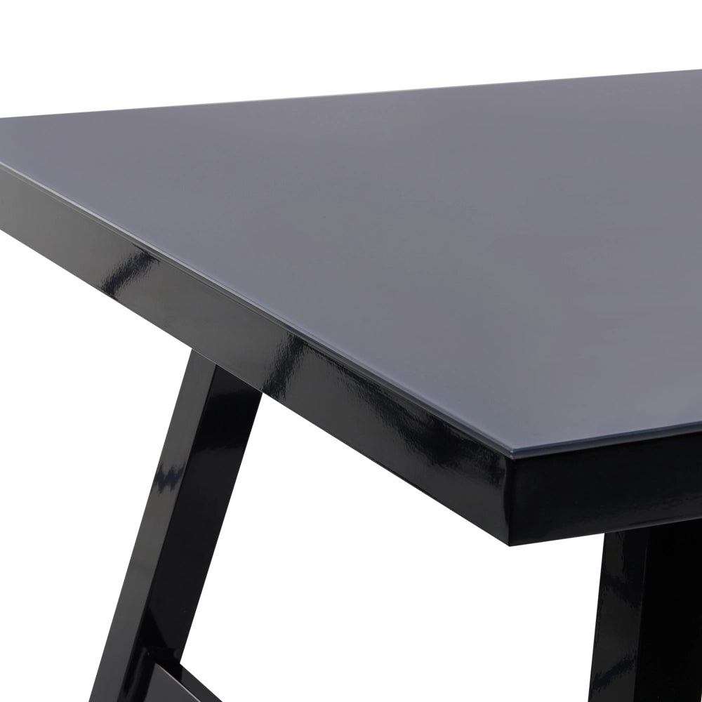 Tavolo da Pranzo da Giardino Nero 150 x 90 cm Struttura in Metallo Alluminio Rettangolare Moderno Industriale