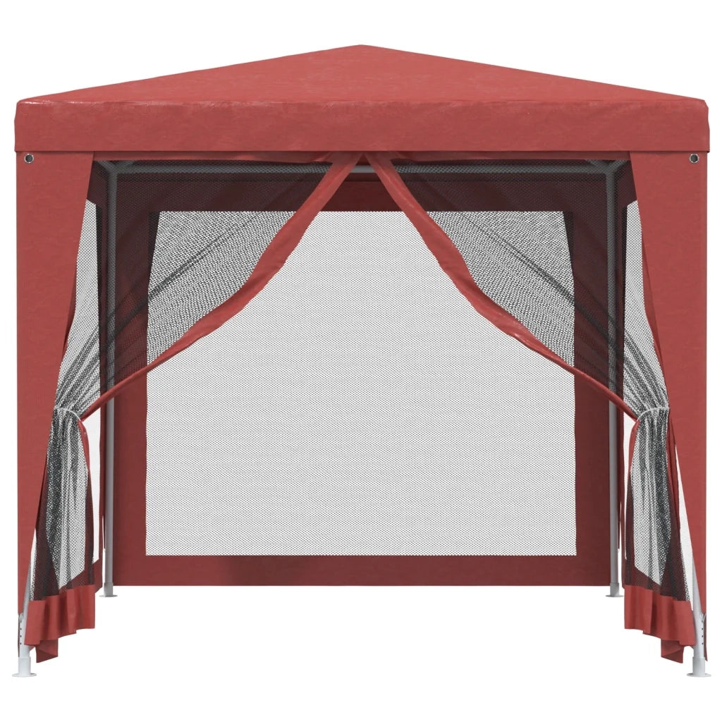 Tenda per Feste-Tenda Gazebo 4 Pareti Laterali in Rete Rossa 2,5x2,5m HDPE