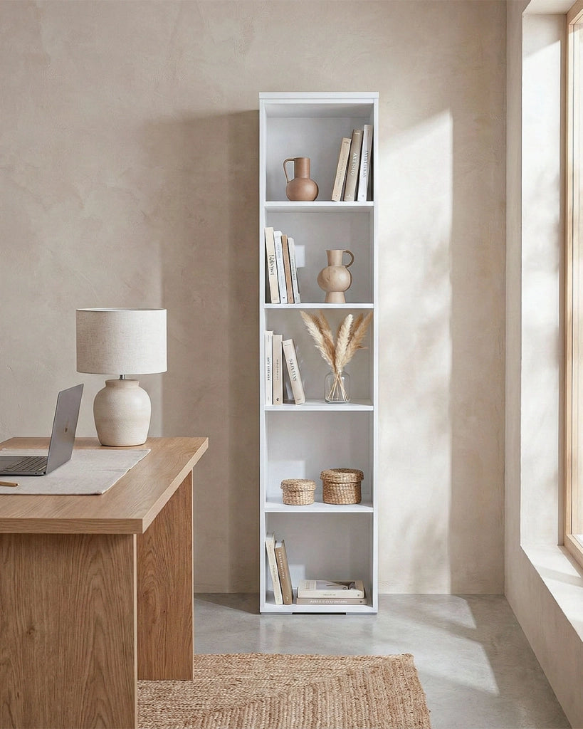 Armadio ufficio Tampa - Mobile archivio - 4 mensole incluse - L. 45 x H. 199 x P. 42,5 cm – Bianco_