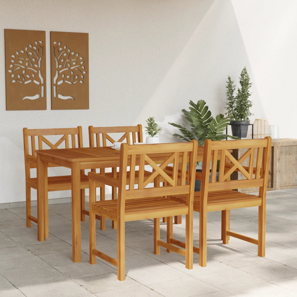 Set da Pranzo da Giardino 5 Pezzi Legno Massello di Acacia