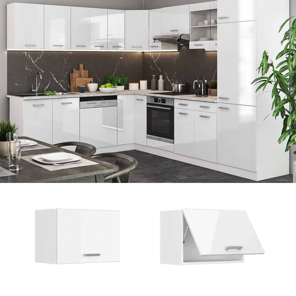 Vicco Pensile da cucina Bianco lucido 60 cm Piatto