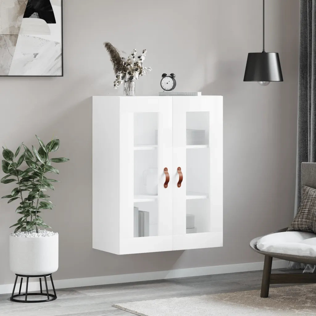 Mobile a Parete Bianco Lucido 69,5x34x90 cm 828454