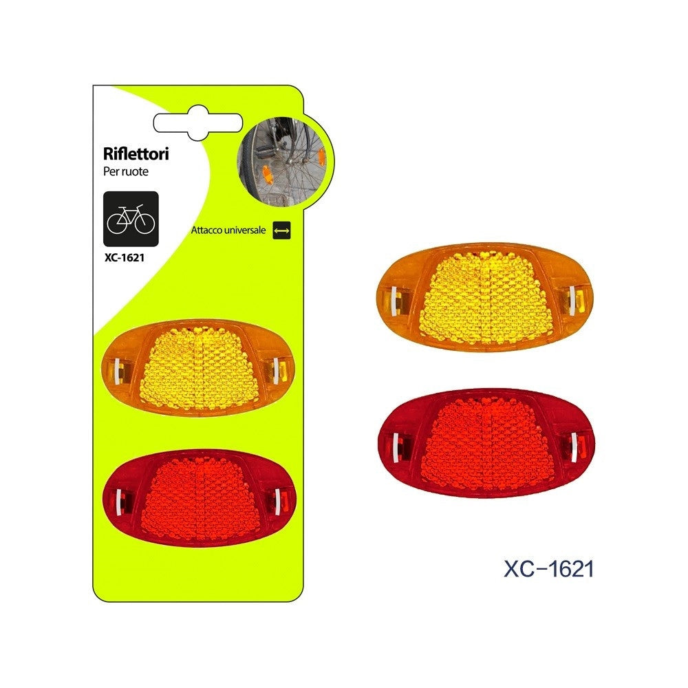 Trade Shop - 2 Riflettori Catarifrangenti Ovale Per Ruote Anteriore Posteriore Bici Xc-1621 -