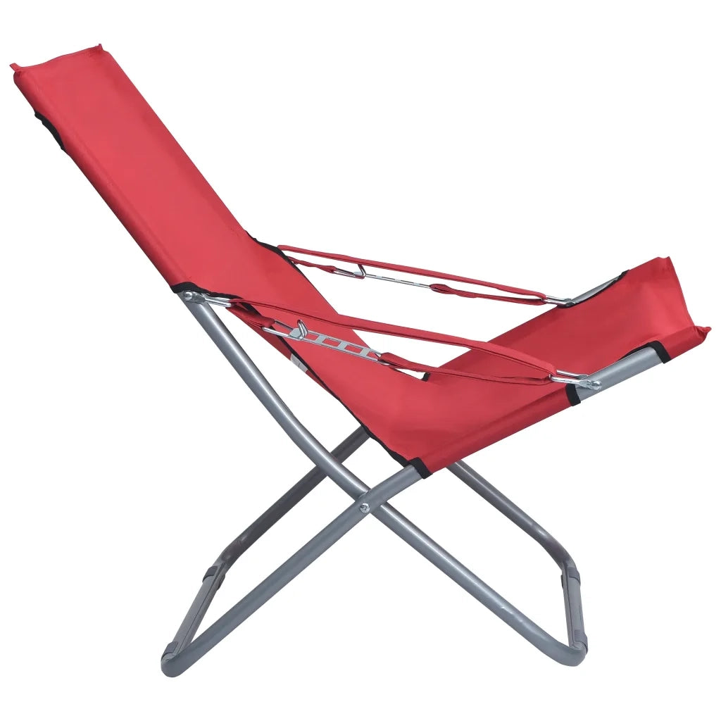 Sedie da Spiaggia Pieghevoli 2 pz in Tessuto Rosso 47904