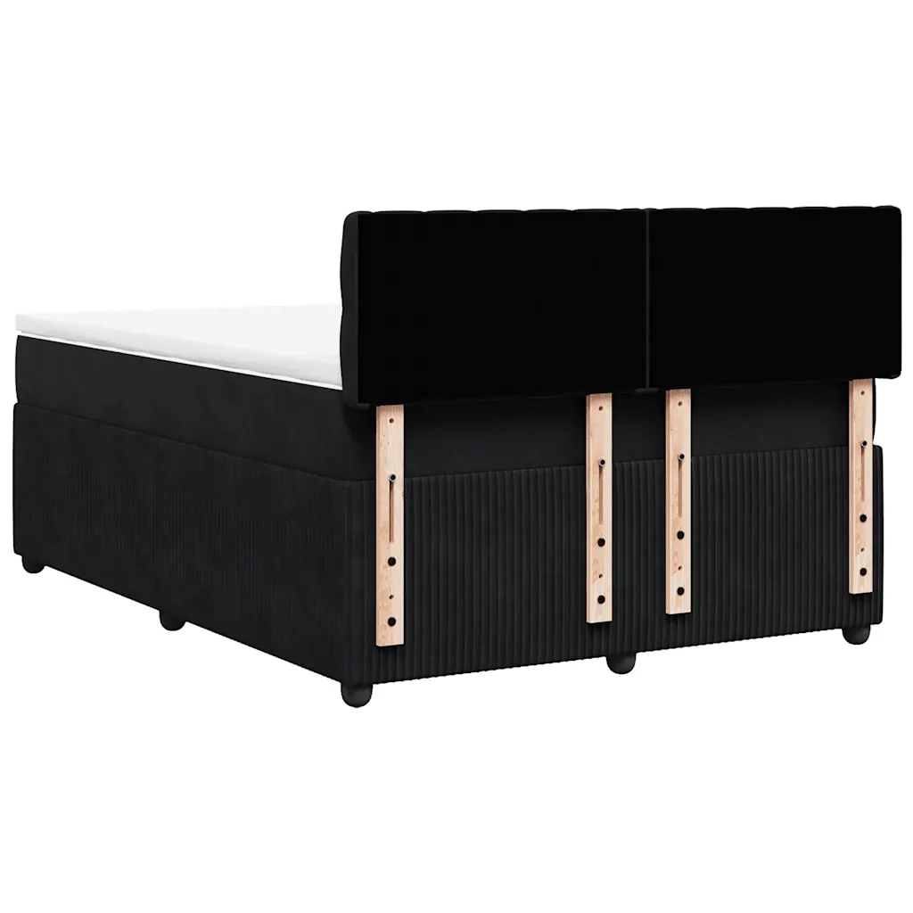 Giroletto a Molle con Materasso Nero 140x190 cm in Velluto