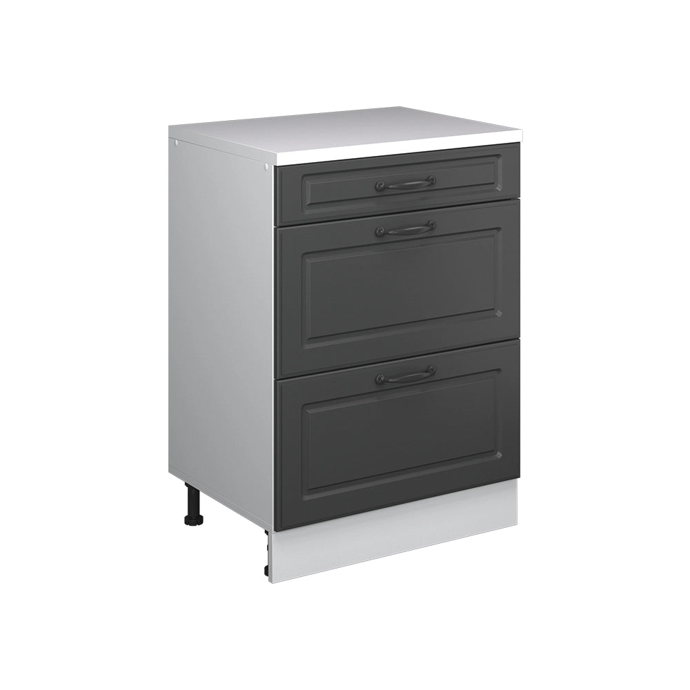 Mobile per mansarda Rion Antracite rustico/Bianco 60 x 83.8 cm senza inclinazione con 3 cassetti Vicco