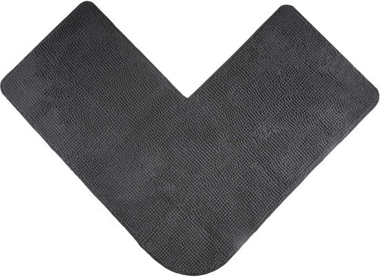Panno di chenille per docce angolari con fondo antiscivolo (L-shape | misura interna 50 x 50 cm, colore antracite)