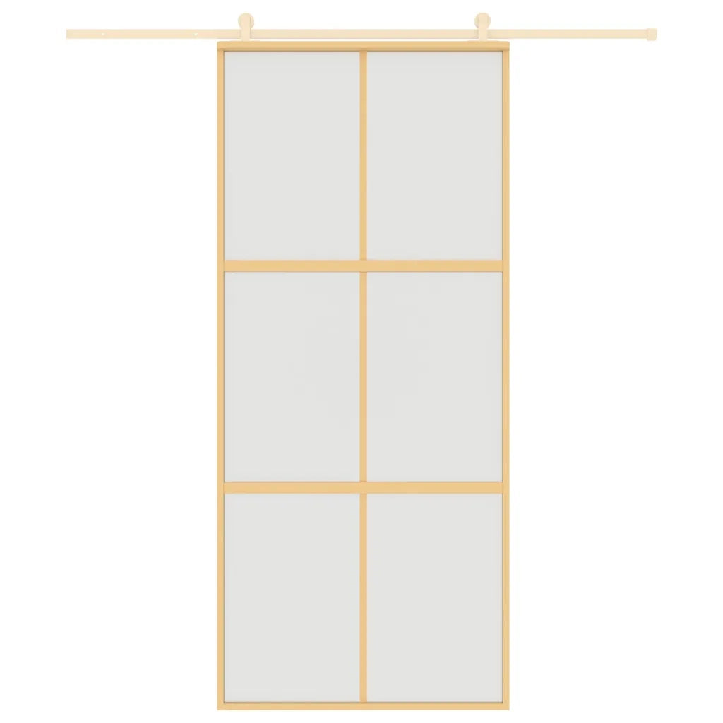 Porta Scorrevole Dorata 90x205 Vetro Smerigliato ESG Alluminiocod mxl 131664