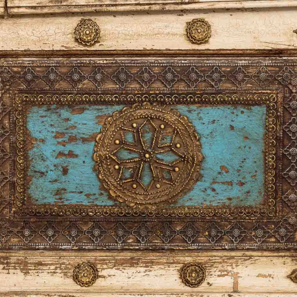 Tavolino artigianale in legno bianco, 100x100x47h cm