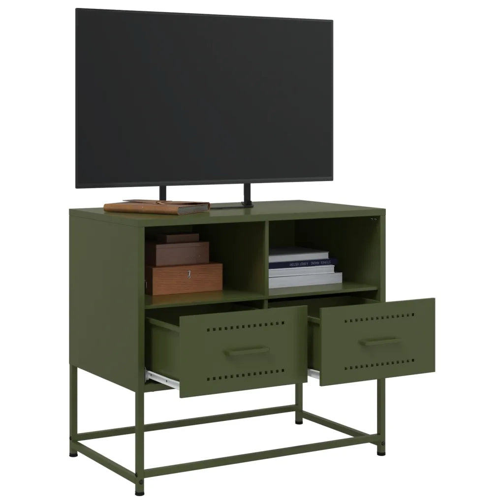 Mobile TV Verde Oliva 68x39x60,5 cm in Acciaio 846552