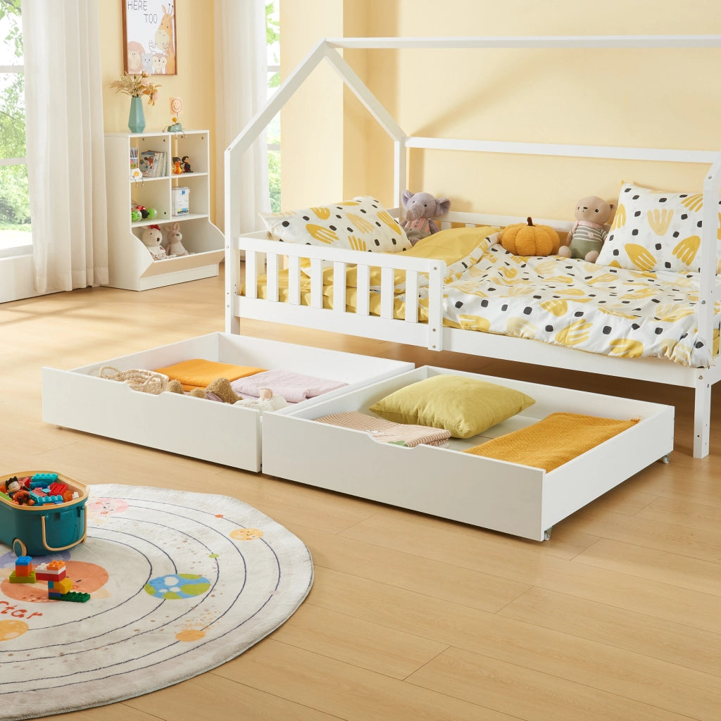 Set di 2 Cassetti Sottoletto Ydre a 4 Rotelle 97,5 x 92 x 22 cm Bianco [en.casa]
