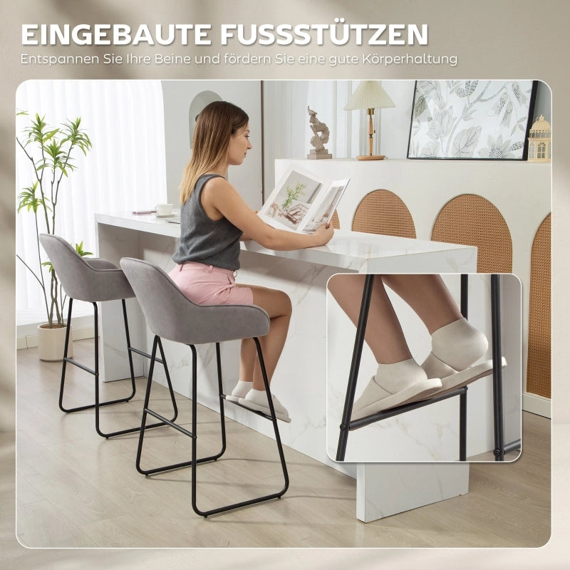 SGABELLO DA BAR Set da 2 pezzi 50,5x53x96 cm poliestere grigio