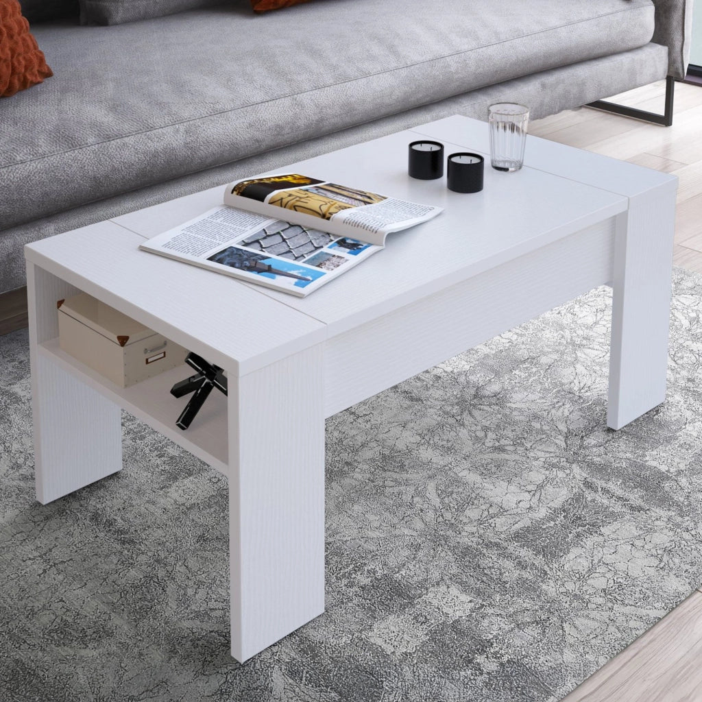 Corallo, Tavolino da Salotto un Vano, 98x50x43h cm Bianco