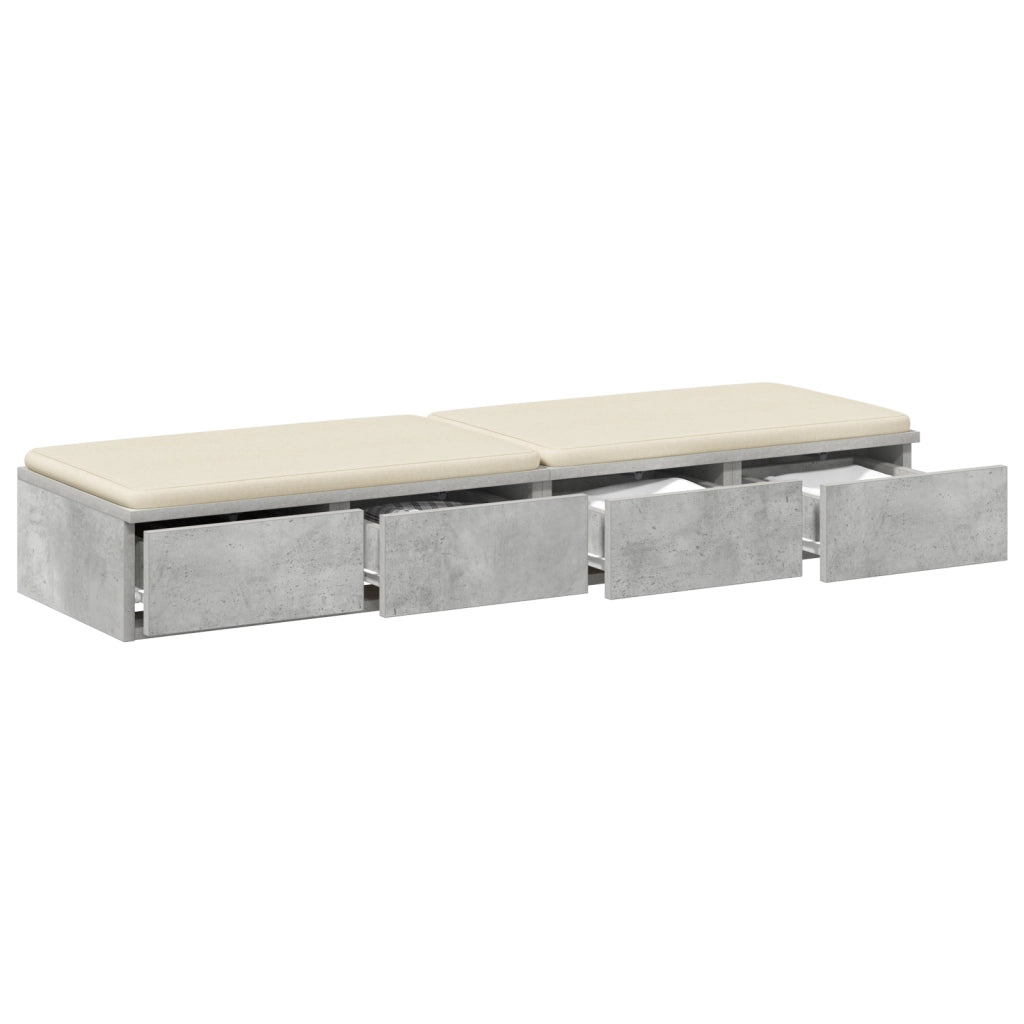 Cassetti da letto Comodino grigio in cemento 120x36.5x16.5 cm Legno ingegnerizzato