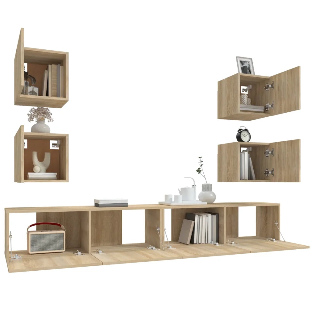 Set di Mobili Porta TV 6 pz | Armadietto TV | Mobile Porta TV Rovere Sonoma in Legno Multistrato