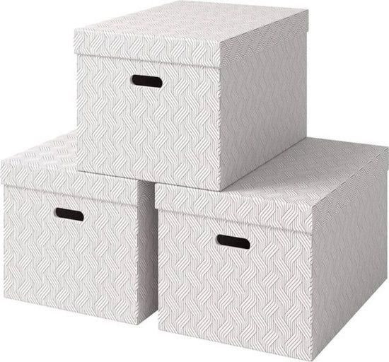 Scatola di archiviazione in cartone - 46L - Fatta con 100% Materiale Riciclato - Set da 3