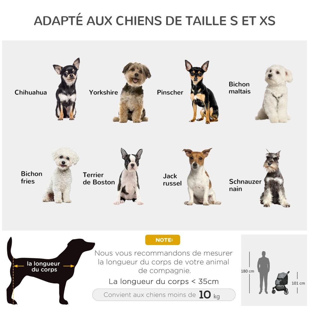 Carrello Pieghevole per Animali Domestici ¨C zephmum ¨C Grigio 83x55x101 cm