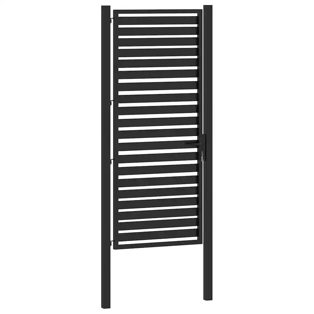 Cancello da Giardino con Serratura Nero 100x200 cm in Alluminio 42004150