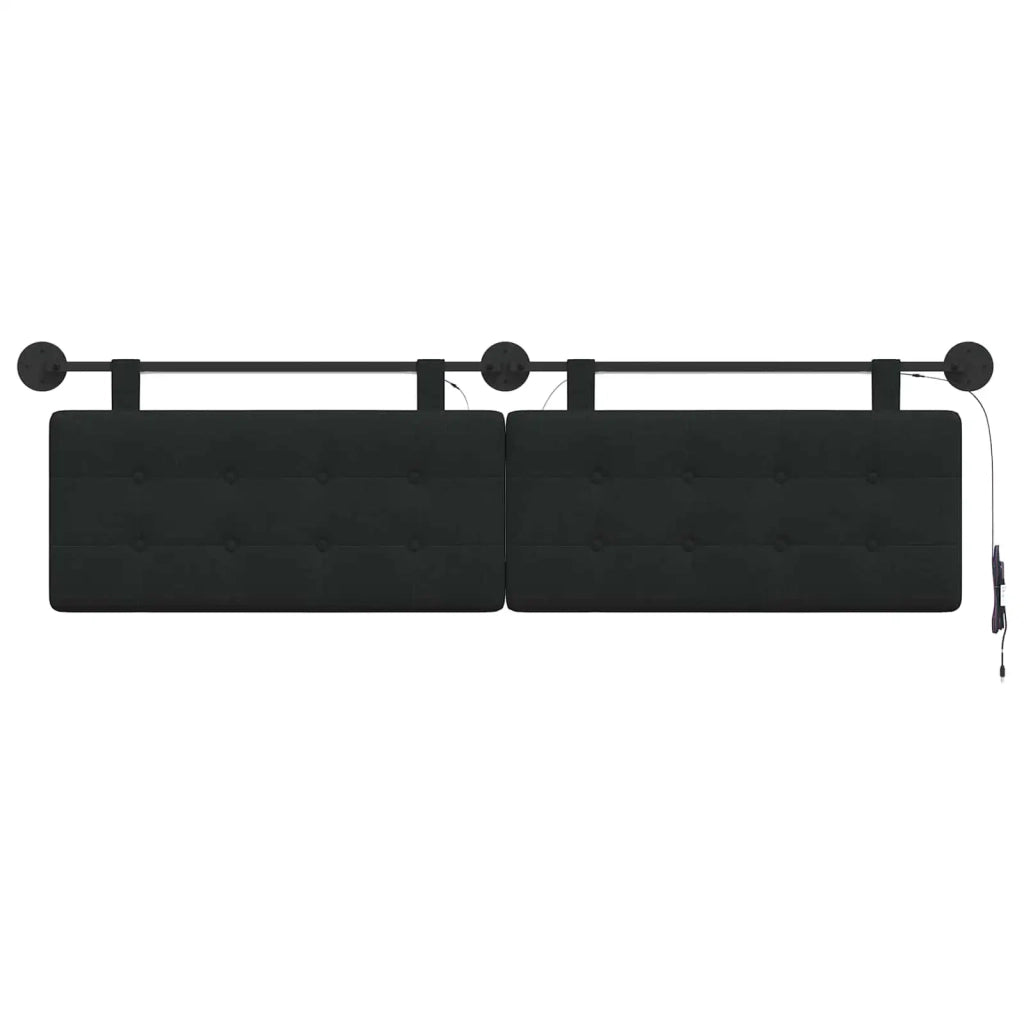 Testiera sospesa Con luce LED Nero Tessuto