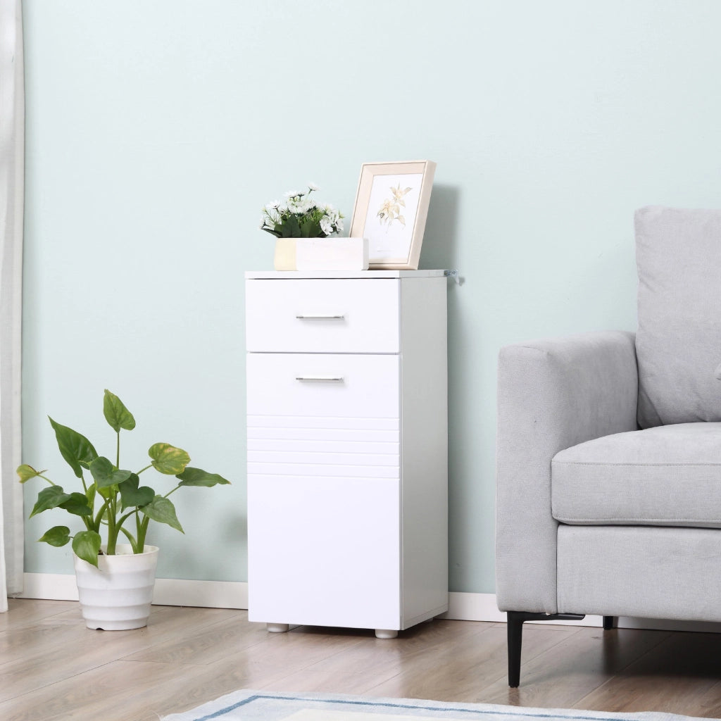 Mobile Bagno 1 Anta 1 Cassetto 35x30x77,5 cm in Legno Bianco