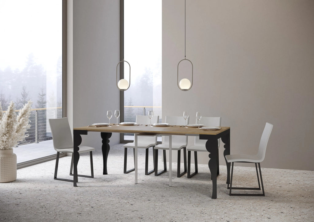 Consolle allungabile 90x40/300 cm Paxor Evolution Quercia Natura telaio Antracite