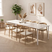 Tavolo da pranzo allungabile in vetro temperato bianco Balmoral 120-350x83 cm fino a 14 posti | Duzzle