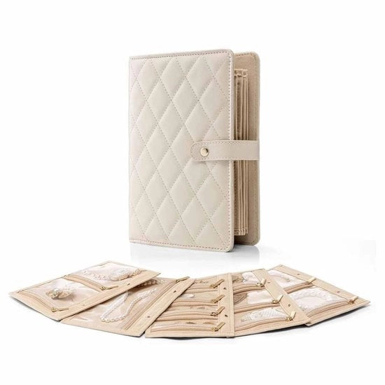 Borsa di conservazione in pelle impermeabile - conservazione gioielli - progettata per essere flessibile e apribile - chiusura trasparente a righello - interno in flanella soffice - protezione contro danni - borsa per gioielli
