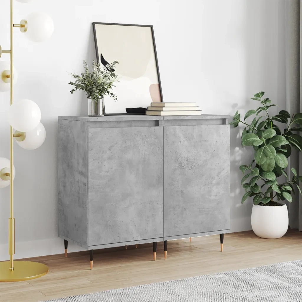 Credenze 2 pz | Madia | Buffet da pranzo | Armadio da pranzo Grigio Cemento 40x35x70 cm in Legno Multistrato