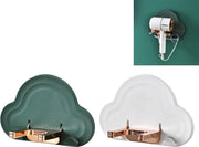 Fonhouders, 3 pezzi, supporto per asciugacapelli, supporto per parete, asciugacapelli, supporto per asciugacapelli in plastica, autoadesivo, senza foratura, per bagno, barbiere, hotel, balcone, camera, verde, bianco