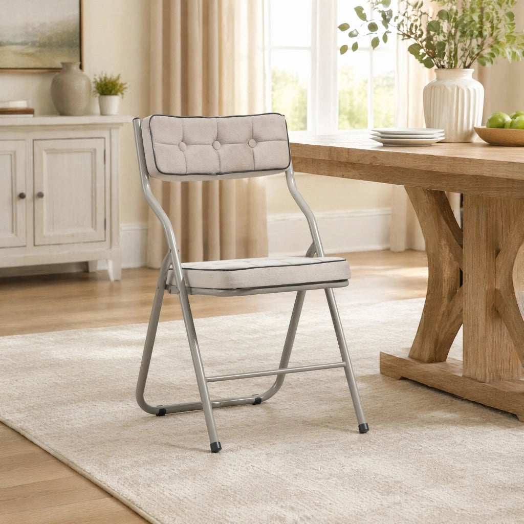 SEDIA PIEGHEVOLE Imbottita Set da 2 pezzi Struttura in acciaio Color khaki