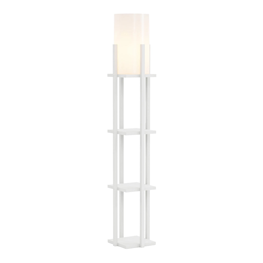 Lampada a Mobiletto Stourbridge Paralume Cilindrico Scaffale Bianco - lux.pro