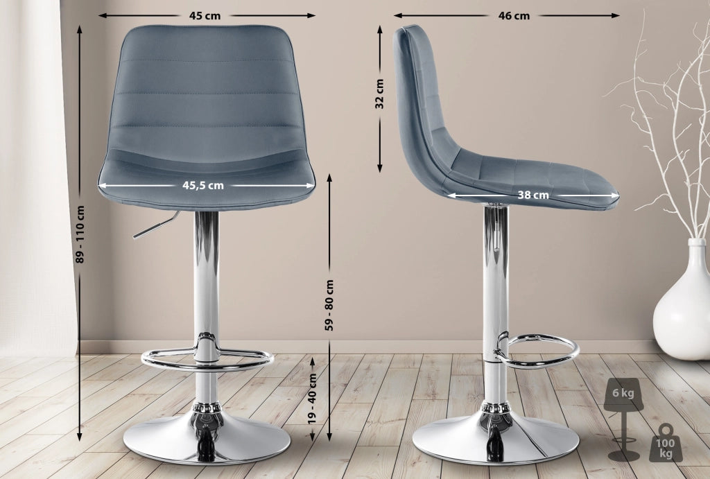 Sgabello da bar Lex in similpelle grigio,cromo