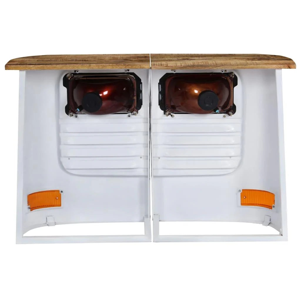Buffet credenza mobiletto consolle mobile contenitore legno massello di mango forma di camion bianco 4402169