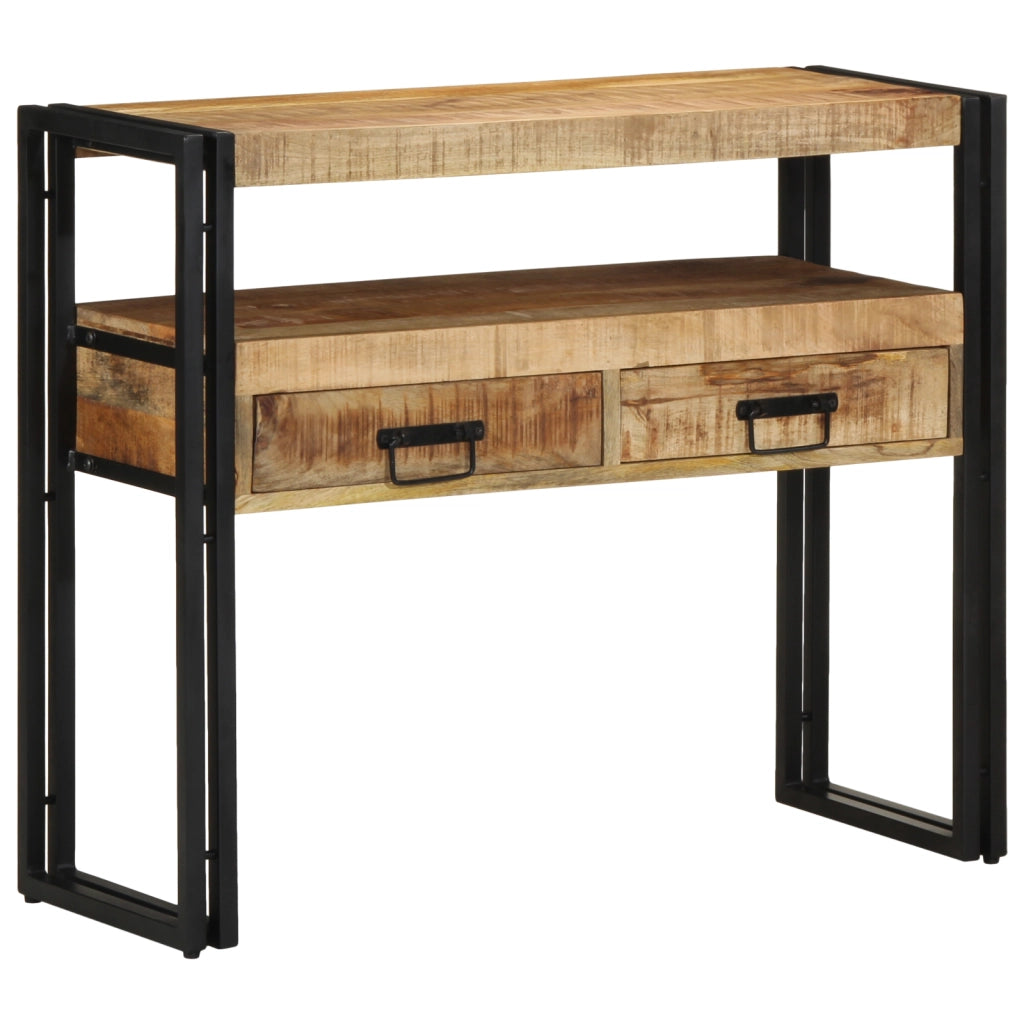 Tavolini  Neri 90x33x75 cm in Legno Massello di Mango e Metallo