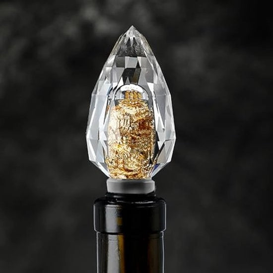 Stopper per bicchiere di vetro, decorativo con cristallo trasparente, stopper a goccia per bicchieri e bottiglie, adatto per la decorazione dei bicchieri in cucina, realizzato in vetro di alta qualità e silicone.